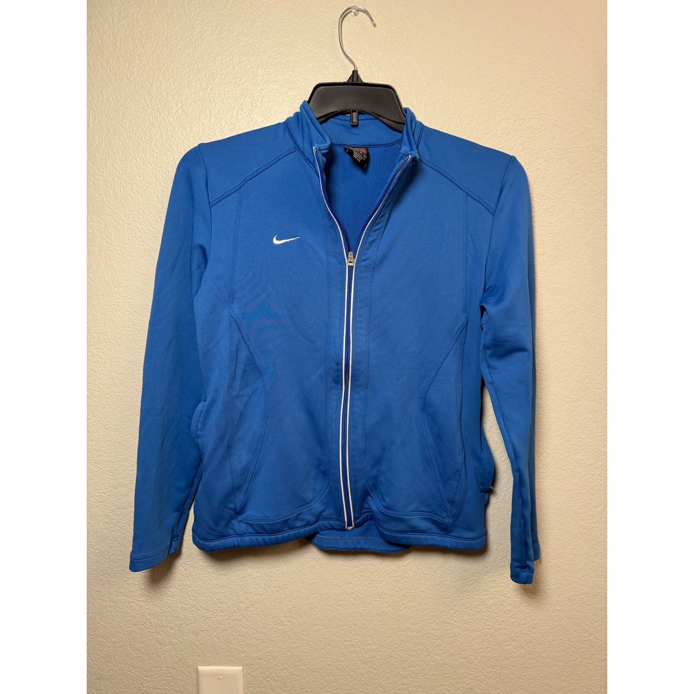 Nike Team Dri-FIT Full Zip Track Jacket Blue Mock Neck Womens Medium